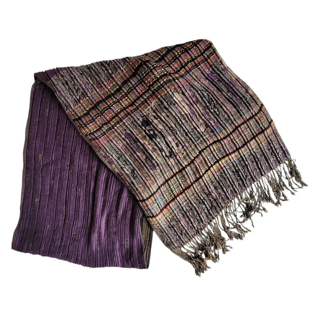 Pashmina Purple and Multicolor Scarf - Picture 3 of 5